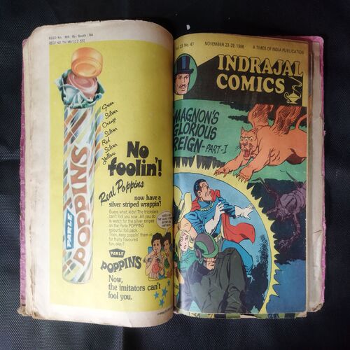 (INDRAJAL COMICS) (SINGLE BINDING 10 IN 1), 1.>THE SECRET OF THE BLUE MOUNTAIN, 2.>THE GREEN-EYED MONSTER (PART-1), 3.>THE GREEN-EYED MONSTER (PART-2), 4.>THE MILLION DOLLAR RANSOM, 5.>THE CONSPIRATORS' WEB (PART-1), 6.>SATAN'S DISCIPLES (PART-1), 7.>THE HORROR DUNGEONS, 8.>MAGNON'S GLORIOUS REIGN (PART-1), 9.>THE VICTIM AT DAREHOUSE, 10.>THE CHATEAU OF INTRIGUES