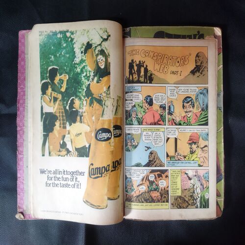 (INDRAJAL COMICS) (SINGLE BINDING 10 IN 1), 1.>THE SECRET OF THE BLUE MOUNTAIN, 2.>THE GREEN-EYED MONSTER (PART-1), 3.>THE GREEN-EYED MONSTER (PART-2), 4.>THE MILLION DOLLAR RANSOM, 5.>THE CONSPIRATORS' WEB (PART-1), 6.>SATAN'S DISCIPLES (PART-1), 7.>THE HORROR DUNGEONS, 8.>MAGNON'S GLORIOUS REIGN (PART-1), 9.>THE VICTIM AT DAREHOUSE, 10.>THE CHATEAU OF INTRIGUES