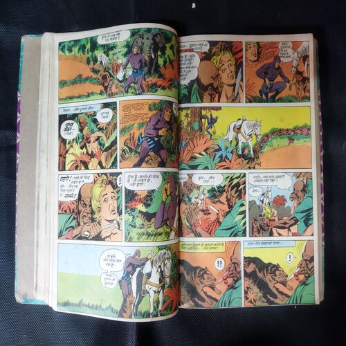 (INDRAJAL COMICS) (SINGLE BINDING 14 IN 1) 1.>GULAAMO KA SAUDAAGAR (BHAAG-1), 2.>GULAAMO KA SAUDAAGAR (BHAAG-2), 3.>HEERO KE CHOR, 4.>BHARAT BAHUBALI, 5.>VETALA KEE AAN, 6.>MAUT SE SAAMANA, 7.>CHAAR RAASTA KA BHOOT, 8.>RAHASYO KEE GHAATEE, 9.>BEEHAD KEE RAJAKUMAAREE, 10.>MAASOOM GUNAAH, 11.>NISHIDDH DVEEP, 12.>GHRNA KA DAAVAANAL, 13.>NAKALEE CHEHARE, 14.>VISH KANYA