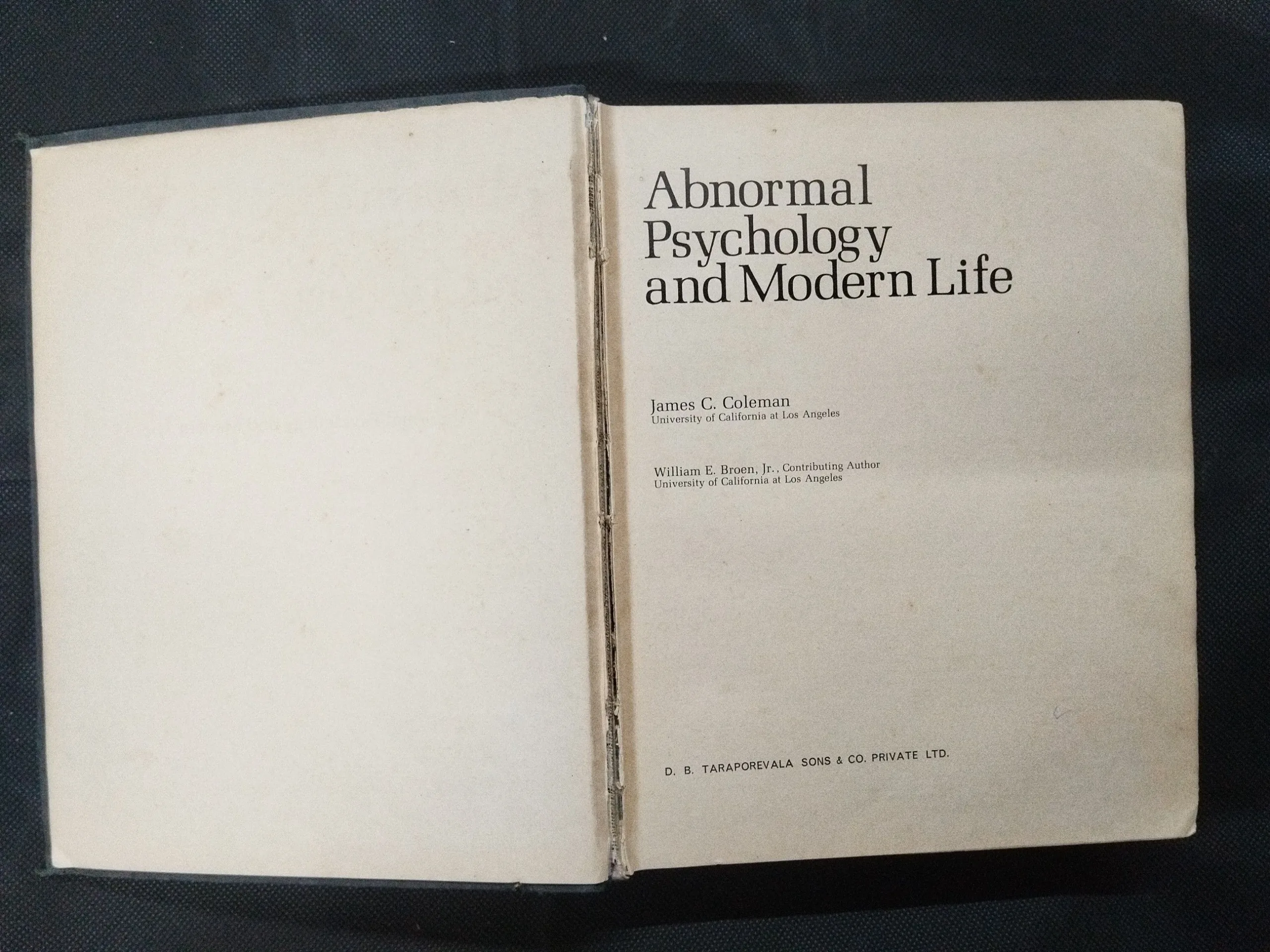 Abnormal Psychlology And Modern Life .