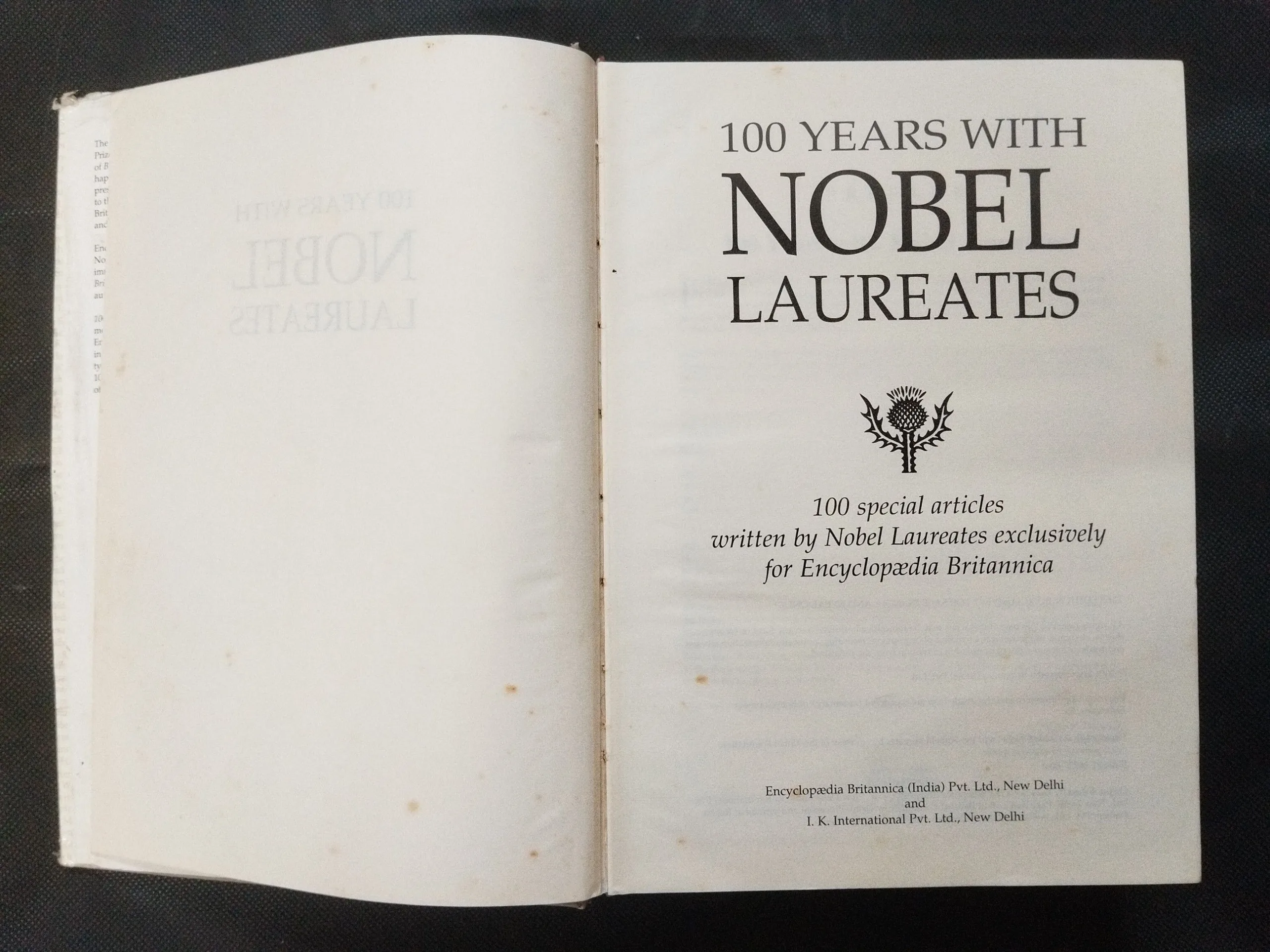 100 Years With Nobel Laureates ( ENCYCLOPEDIA BRITANNICA ) .