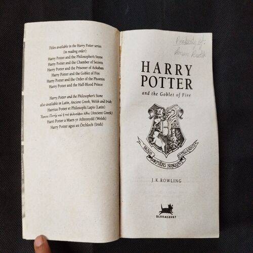 HARRY POTTER And The Goblet Of Fire .