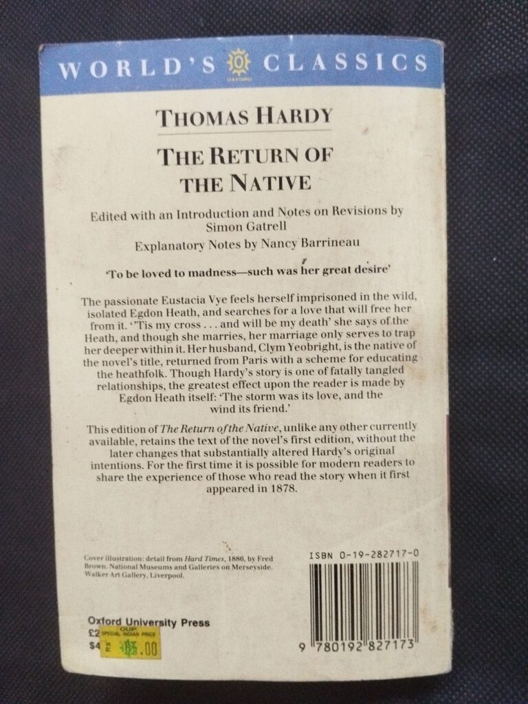The Return Of The Native ( Thomas Hardy ) .