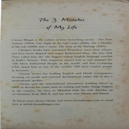 The 3 Mistakes Of My Life (By Chetan Bhagat)