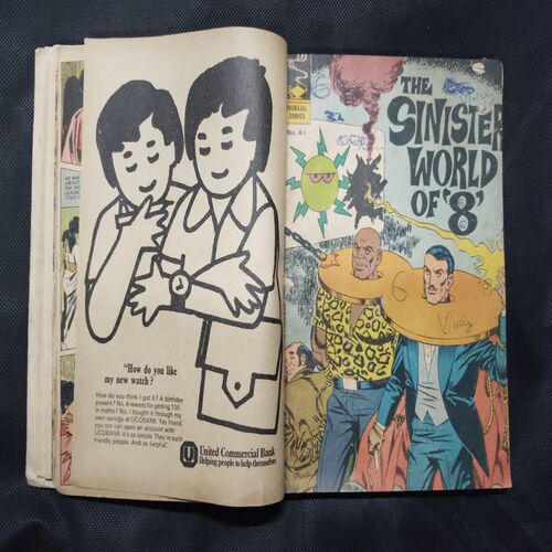 (INDRAJAL COMICS) (SINGLE BINDING- 14 IN 1) (LANGUAGE- ENGLISH), 1.>THE JAIL BREAK, 2.>THE HAUNT OF THE GHOST, 3.>THE PHANTOM'S ADORED GEM (PAET-1), 4.>THE PHANTOM'S ADORED GEM (PART-2), 5.>BAHADUR & THE CHILD-LIFTERS, 6.>THE SINISTER WORLD OF `8', 7.>THE BATTLE OF GIANTS, 8.>THE LAW-BREAKERS, 9.>50,000 MILES IN SPACE, 10.>THE SECRET ASSIGNMENT, 11.>VIDROHEE DAANAV, 12.>BHAIKH KA KHAJAANA, 13.>BHEESHMA, 14.>DHRUVA.