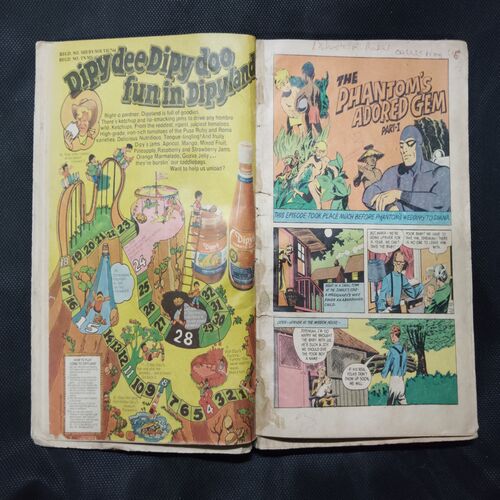 (INDRAJAL COMICS) (SINGLE BINDING- 14 IN 1) (LANGUAGE- ENGLISH), 1.>THE JAIL BREAK, 2.>THE HAUNT OF THE GHOST, 3.>THE PHANTOM'S ADORED GEM (PAET-1), 4.>THE PHANTOM'S ADORED GEM (PART-2), 5.>BAHADUR & THE CHILD-LIFTERS, 6.>THE SINISTER WORLD OF `8', 7.>THE BATTLE OF GIANTS, 8.>THE LAW-BREAKERS, 9.>50,000 MILES IN SPACE, 10.>THE SECRET ASSIGNMENT, 11.>VIDROHEE DAANAV, 12.>BHAIKH KA KHAJAANA, 13.>BHEESHMA, 14.>DHRUVA.