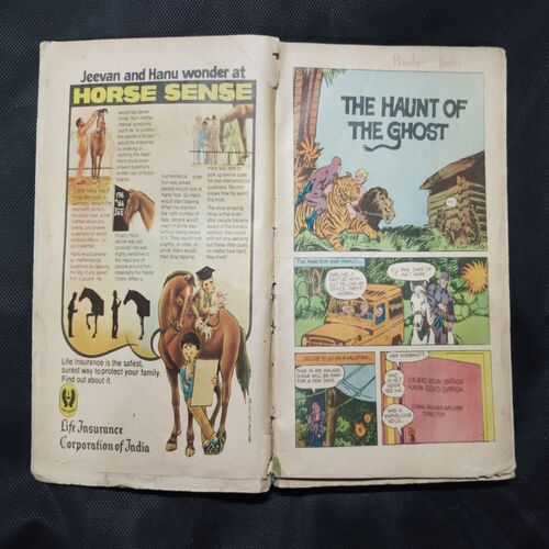 (INDRAJAL COMICS) (SINGLE BINDING- 14 IN 1) (LANGUAGE- ENGLISH), 1.>THE JAIL BREAK, 2.>THE HAUNT OF THE GHOST, 3.>THE PHANTOM'S ADORED GEM (PAET-1), 4.>THE PHANTOM'S ADORED GEM (PART-2), 5.>BAHADUR & THE CHILD-LIFTERS, 6.>THE SINISTER WORLD OF `8', 7.>THE BATTLE OF GIANTS, 8.>THE LAW-BREAKERS, 9.>50,000 MILES IN SPACE, 10.>THE SECRET ASSIGNMENT, 11.>VIDROHEE DAANAV, 12.>BHAIKH KA KHAJAANA, 13.>BHEESHMA, 14.>DHRUVA.
