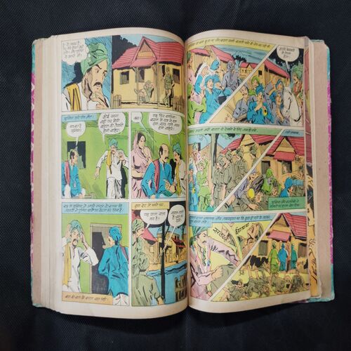 (INDRAJAL COMICS) (SINGLE BINDING- 9 IN 1) (LANGUAGE- HINDI), 1.>MAUT KE CHEHARE (PART-1), 2.>MAUT KE CHEHARE (PART-2), 3.>MAUT KE CHEHARE (PART-3), 4.>BARPHAANEE DUNIYA, 5.>DAANAV BAALDUR, 6.>ANAJAANE NAKSHATRON PAR, 7.>DAITYON KE LADAEE, 8.>MARUSTHAL KA DASYUDAL, 9.>BAHADUR AUR THAGON KA GIROH.