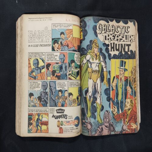 (INDRAJAL COMICS) (SINGLE BINDING- 15 IN 1) (LANGUAGE- ENGLISH), 1.>THE FLAMES OF VENGEANCE, 2.>THE FORSAKEN CAVE, 3.>......................., 4.>THE PHANTOM WEDS, 5.>KARNA, 6.>THE GOLDEN TOWER, 7.>THE MYSTERY OF THE HEADLESS GHOST, 8.>THE KUNG-FU KINGS, 9.>THE DOOMED PLANET, 10.>THE CRIME BUSTER'S, 11.>THE CURSE OF GOLD, 12.>GALACTIC TREASURE HUNT, 13.>THE MONSTER BOYS, 14.>THE DEVILS DOMAIN, 15.>THE STING OF VENOM