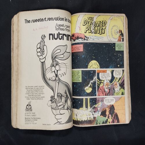 (INDRAJAL COMICS) (SINGLE BINDING- 15 IN 1) (LANGUAGE- ENGLISH), 1.>THE FLAMES OF VENGEANCE, 2.>THE FORSAKEN CAVE, 3.>......................., 4.>THE PHANTOM WEDS, 5.>KARNA, 6.>THE GOLDEN TOWER, 7.>THE MYSTERY OF THE HEADLESS GHOST, 8.>THE KUNG-FU KINGS, 9.>THE DOOMED PLANET, 10.>THE CRIME BUSTER'S, 11.>THE CURSE OF GOLD, 12.>GALACTIC TREASURE HUNT, 13.>THE MONSTER BOYS, 14.>THE DEVILS DOMAIN, 15.>THE STING OF VENOM