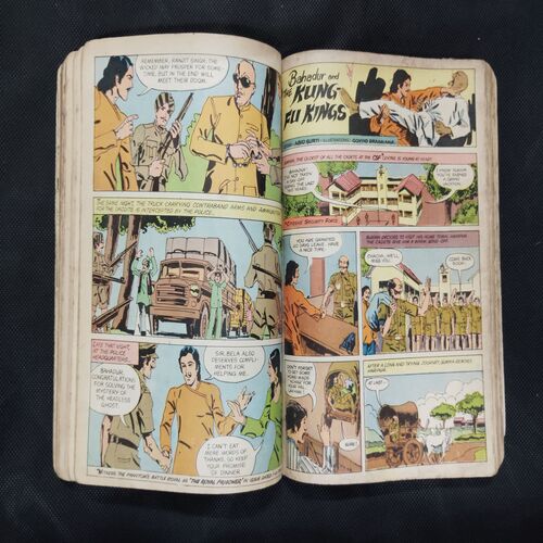 (INDRAJAL COMICS) (SINGLE BINDING- 15 IN 1) (LANGUAGE- ENGLISH), 1.>THE FLAMES OF VENGEANCE, 2.>THE FORSAKEN CAVE, 3.>......................., 4.>THE PHANTOM WEDS, 5.>KARNA, 6.>THE GOLDEN TOWER, 7.>THE MYSTERY OF THE HEADLESS GHOST, 8.>THE KUNG-FU KINGS, 9.>THE DOOMED PLANET, 10.>THE CRIME BUSTER'S, 11.>THE CURSE OF GOLD, 12.>GALACTIC TREASURE HUNT, 13.>THE MONSTER BOYS, 14.>THE DEVILS DOMAIN, 15.>THE STING OF VENOM