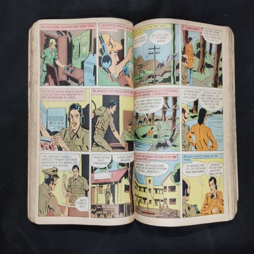 (INDRAJAL COMICS) (SINGLE BINDING- 15 IN 1) (LANGUAGE- ENGLISH), 1.>THE FLAMES OF VENGEANCE, 2.>THE FORSAKEN CAVE, 3.>......................., 4.>THE PHANTOM WEDS, 5.>KARNA, 6.>THE GOLDEN TOWER, 7.>THE MYSTERY OF THE HEADLESS GHOST, 8.>THE KUNG-FU KINGS, 9.>THE DOOMED PLANET, 10.>THE CRIME BUSTER'S, 11.>THE CURSE OF GOLD, 12.>GALACTIC TREASURE HUNT, 13.>THE MONSTER BOYS, 14.>THE DEVILS DOMAIN, 15.>THE STING OF VENOM