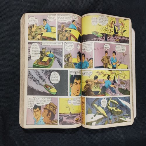(INDRAJAL COMICS) (SINGLE BINDING- 15 IN 1) (LANGUAGE- ENGLISH), 1.>THE FLAMES OF VENGEANCE, 2.>THE FORSAKEN CAVE, 3.>......................., 4.>THE PHANTOM WEDS, 5.>KARNA, 6.>THE GOLDEN TOWER, 7.>THE MYSTERY OF THE HEADLESS GHOST, 8.>THE KUNG-FU KINGS, 9.>THE DOOMED PLANET, 10.>THE CRIME BUSTER'S, 11.>THE CURSE OF GOLD, 12.>GALACTIC TREASURE HUNT, 13.>THE MONSTER BOYS, 14.>THE DEVILS DOMAIN, 15.>THE STING OF VENOM