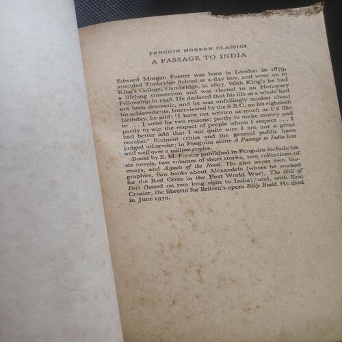 E. M. Forster A Passage To India .