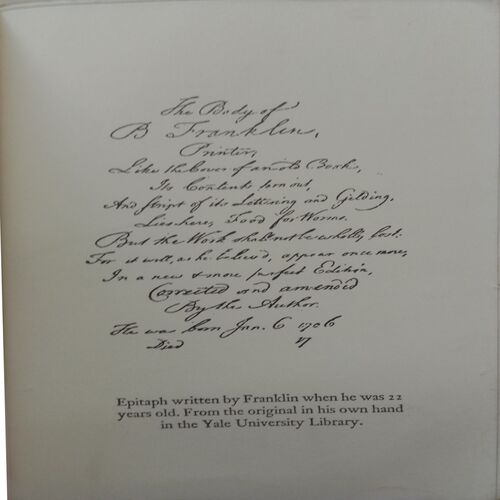 An Autobiography Of Benjamin Franklin