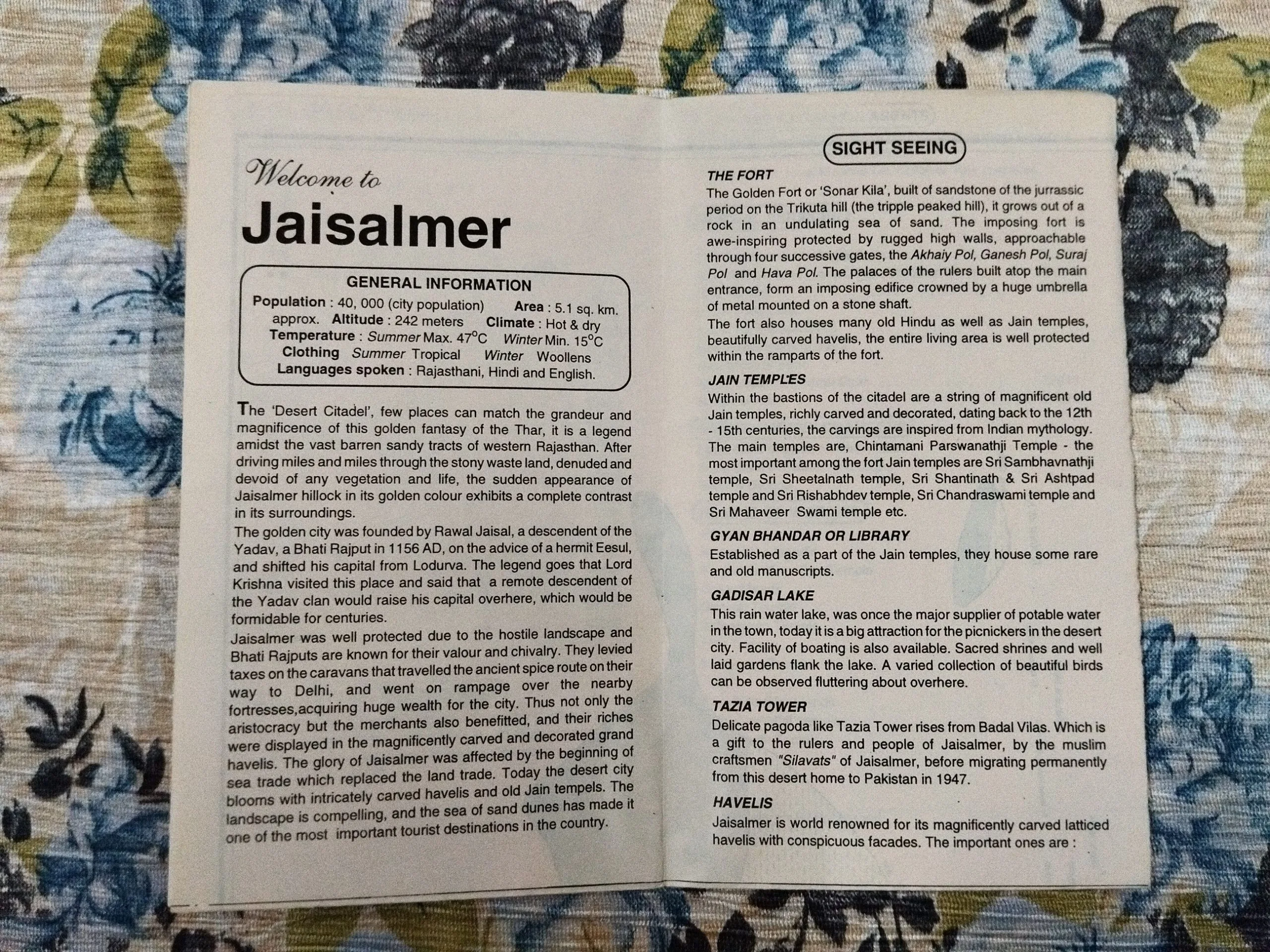 Tourist Guide Map Of Jaisalmer .