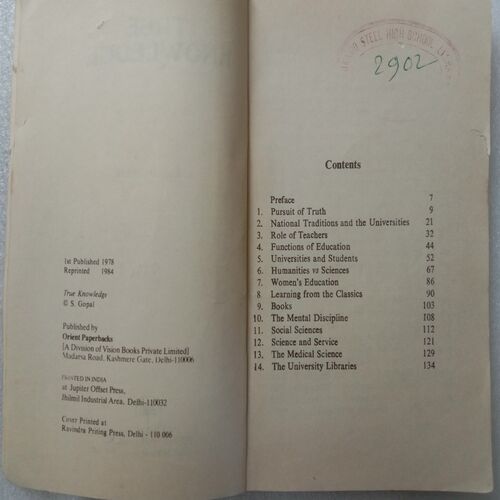 True Knowledge (By S.Radhakrishnan)
