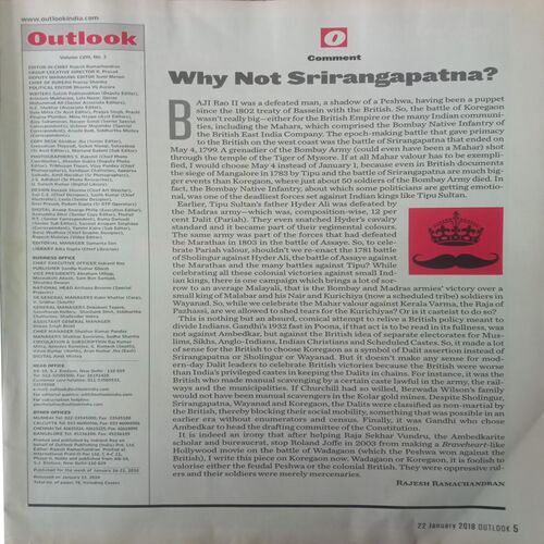 Outlook. Edition:- (January 22, 2018).