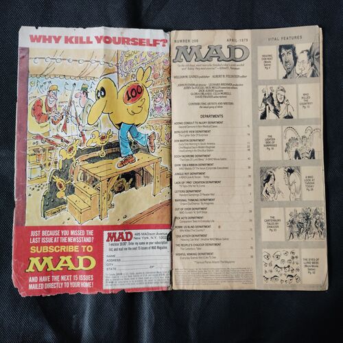 MAD (NO-206 APRIL-1976) (BACK COVER UPPER SIDE LITTLE CUT)