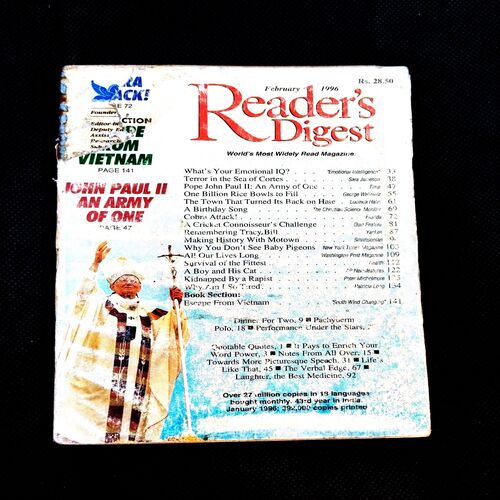 Reader's Digest ( February 1996 ) Front cover little cut .