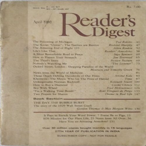 Reader's Digest (April 1980 ) (Cover less )