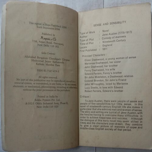Sense And Sensibility (By Jane Austen)