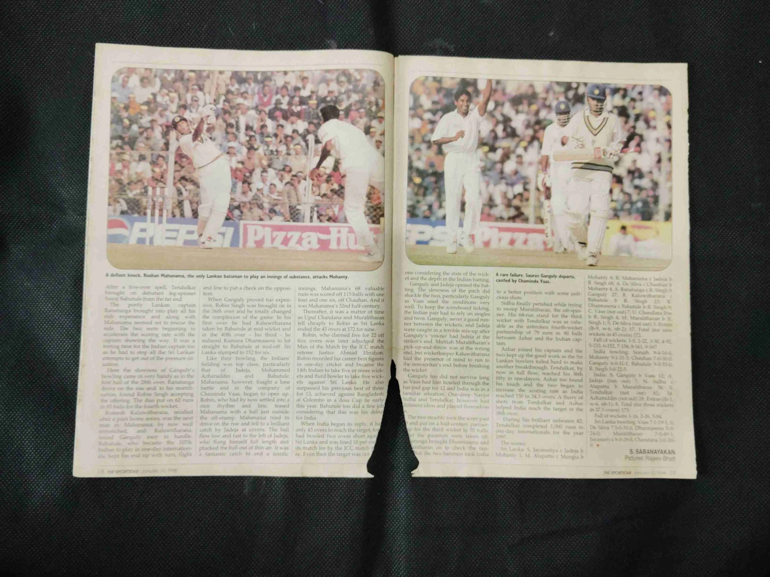 Sportstar ( Junuary 10th 1998 ) There are termites on the edges of the book but the story is not damaged.