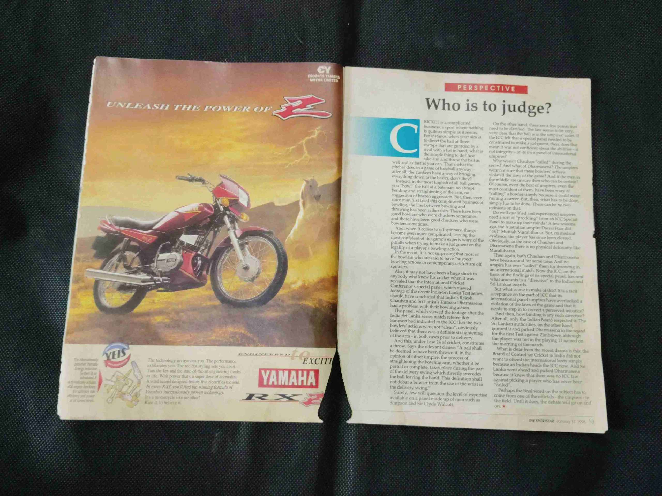 Sportstar ( January 17th 1998 ) There are termites on the edges of the book but the story is not damaged.