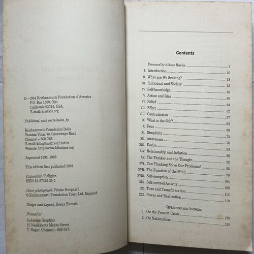 The First And Last Freedom ( By J.Krishnamurti )
