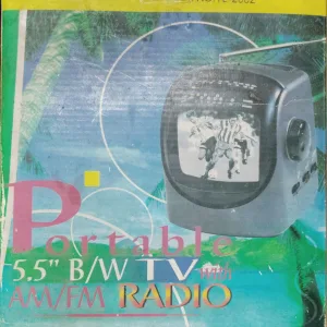 Portable 5.5 B/W TV With AM/FM Radio ( Radio reel is slightly loose ).