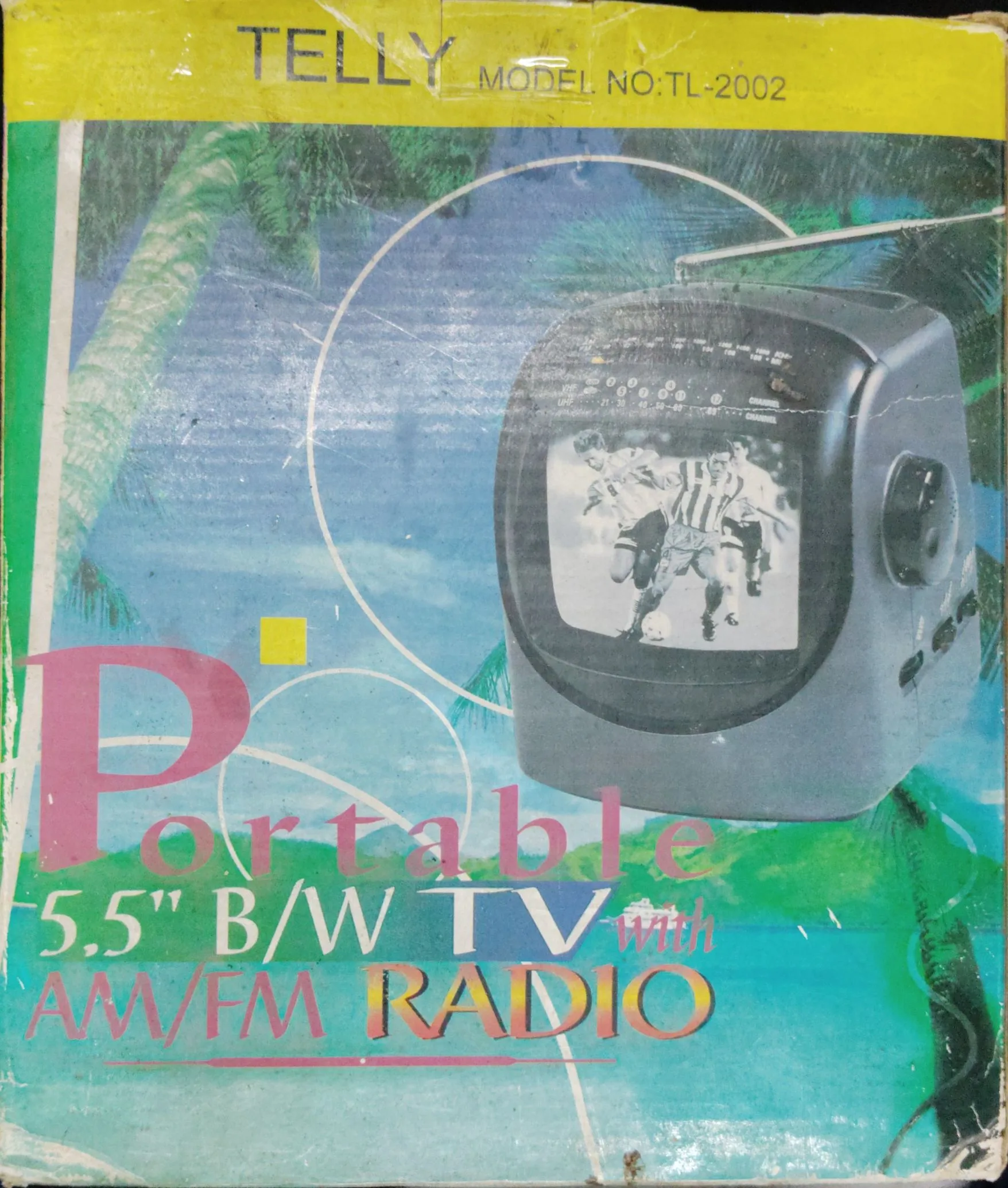 Portable 5.5 B/W TV With AM/FM Radio ( Radio reel is slightly loose ).