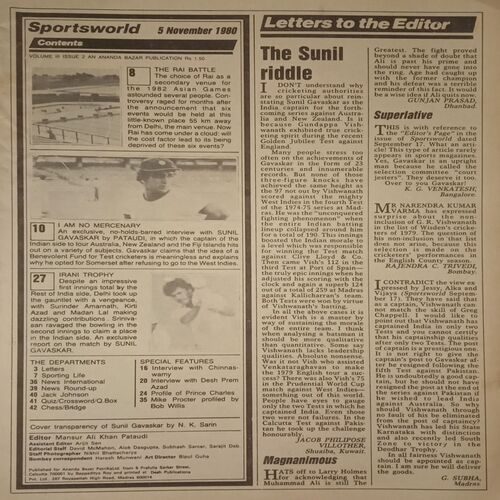 Sportsworld. Edition:- ( 5 November , 1980).