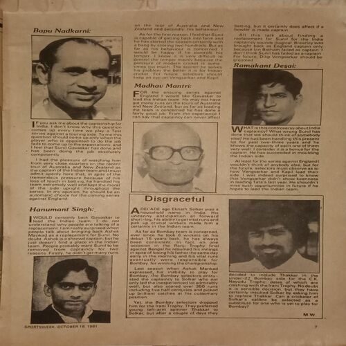 Sportsweek. Edition:- (October 18 , 1981).