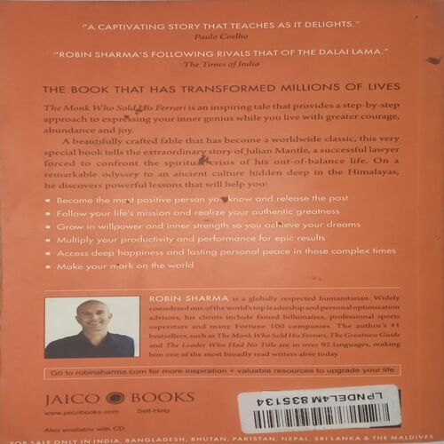 The Monk Who Sold His Ferrari. (By Robin Sharma)