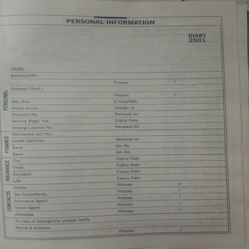 Diary 2001