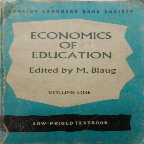 Economics Of Education (Volume 1)