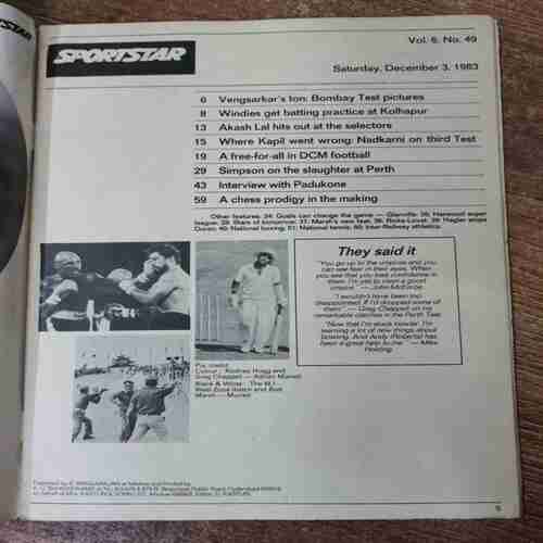 Sportstar ( Saturday, December 3 , 1983)