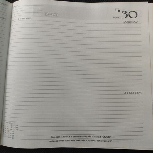 Old Diary . Year :- ( 2009 ) .