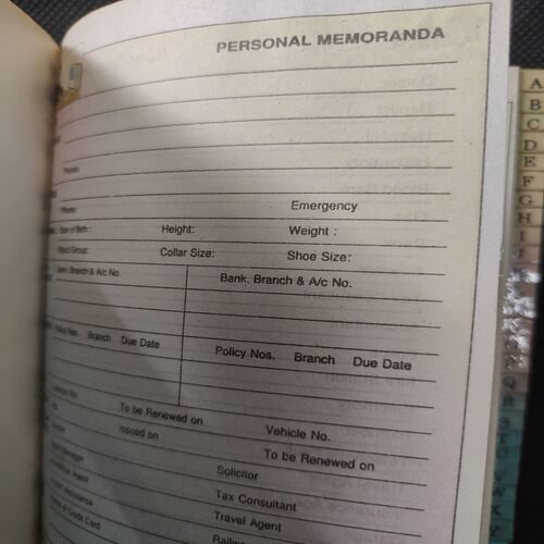 Old Pocket Diary . Edition :- ( Personal Memoranda ) .