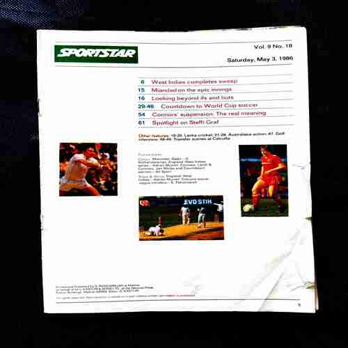 Sportstar ( 3 May 1986 ) coverless and page no. 31 to 42 missing .