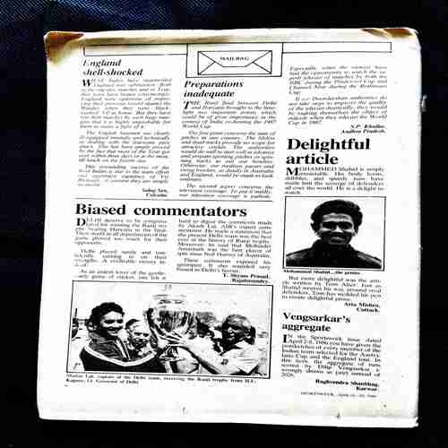 Sportsweek ( 23-29 April 1986 ) Coverless & Page no. 29 to 36 missing .
