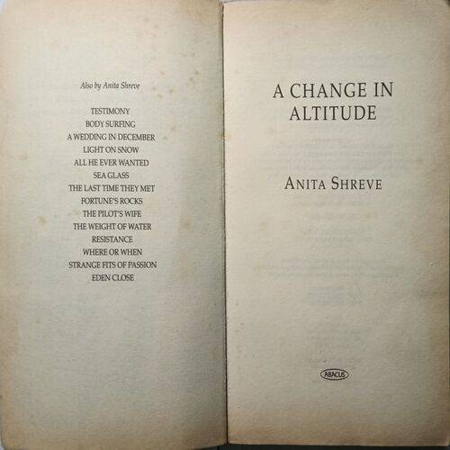 A Change In Altitude ( By Anita Shreve )