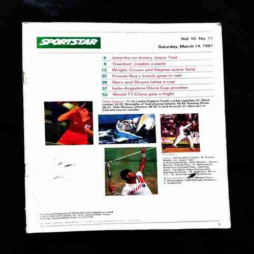 Sportstar ( 14 March 1987 ) Coverless & Poster missing .