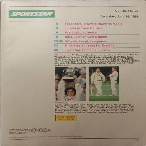 Sportstar (June 24, 1989) (Free Poster Inside)