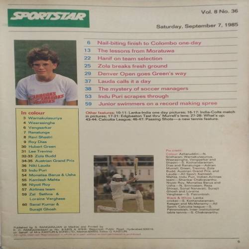 Sportstar (Saturday, Sep 7, 1985)