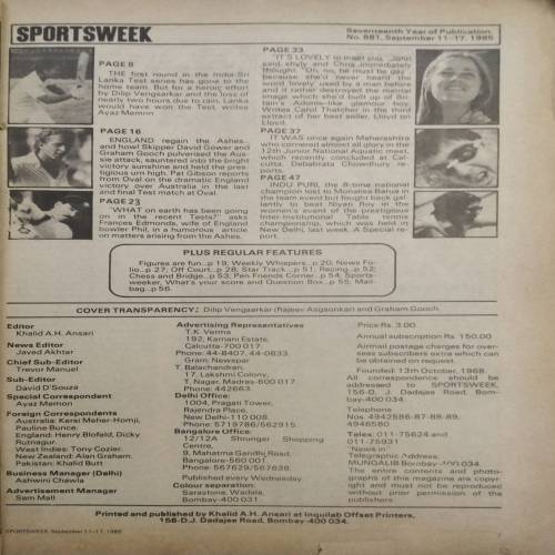 Sportsweek (Sep 11-17, 1985) (Page missing 29,30,31,32)