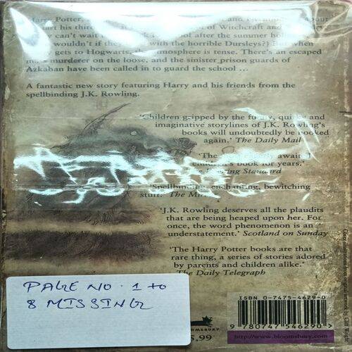 Harry Potter And The Prisoner Of Azkaban ( J.K.Rowling ) ( Page No. 1 To 8 Missing )