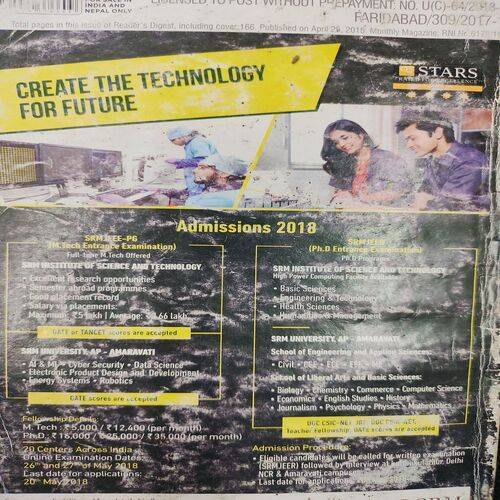 Reader’s Digest . Edition :- ( May - 2018 ) .