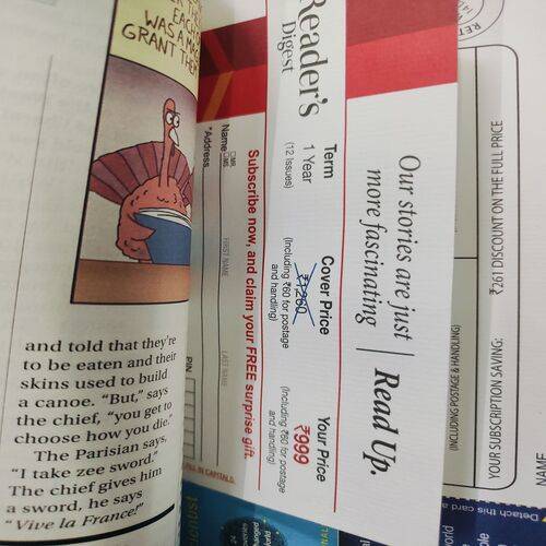 Reader’s Digest . Edition :- ( Nov - 2022 ) .