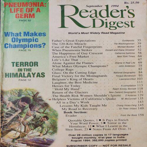 Reader's Digest . Edition :- ( Sept - 1994 ).